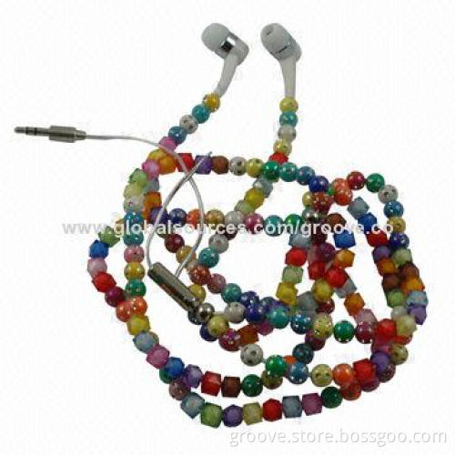 Pearl Necklace Earphones for Girls, 3.5mm Plug Earphone